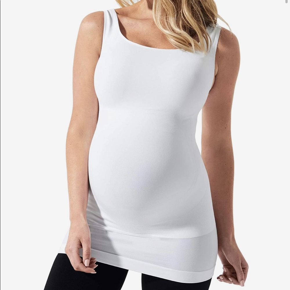 BLANQI Everyday Maternity Belly Support Tank Top in White Size Small